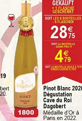 pinot blanc 2020 dégustation cave du roi dagobert