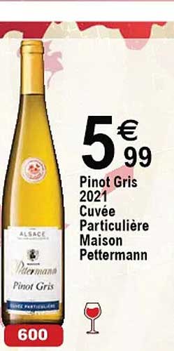pinot gris 2021 cuvée particulière maison pettermann