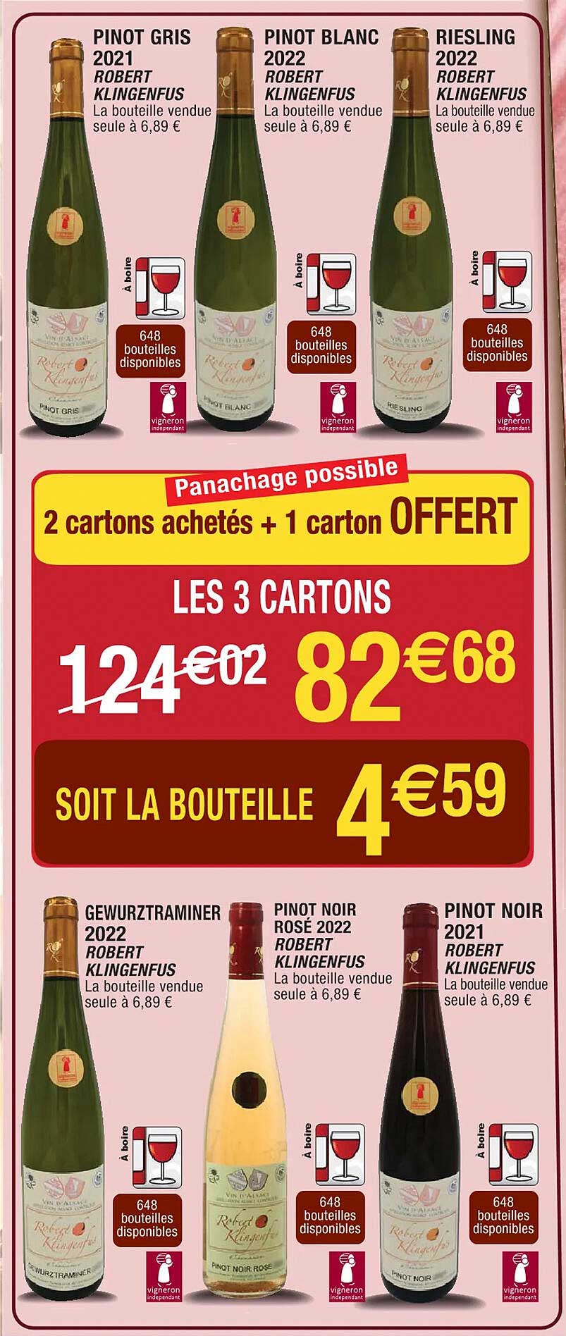 pinot gris 2021 robert klingenfus, pinot blanc 2022 robert klingenfus, riesling 2022 robert klingenfus, gewurztraminer 2022 robert klingenfus, pinot noir rosé 2022 robert klingenfus, pinot noir 2021