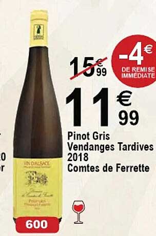 pinot gris vendanges tardives 2018 comtes de ferrette