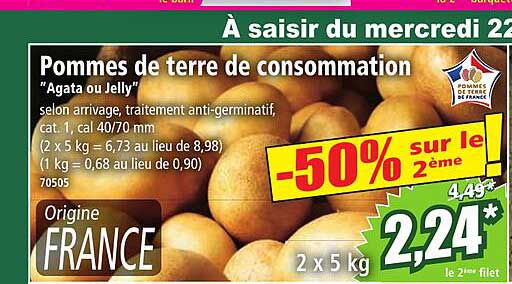 pommes de terre de consommation "agata ou jelly"