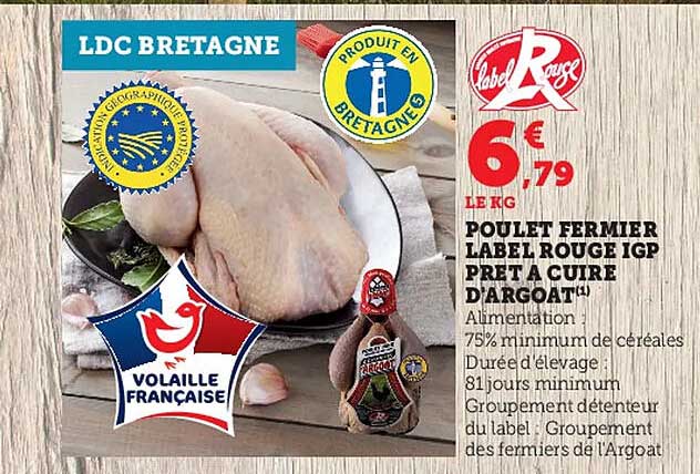 poulet fermier label rouge igp prêt à cuire d'argoat