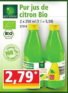 pur jus de citron bio bio sonne