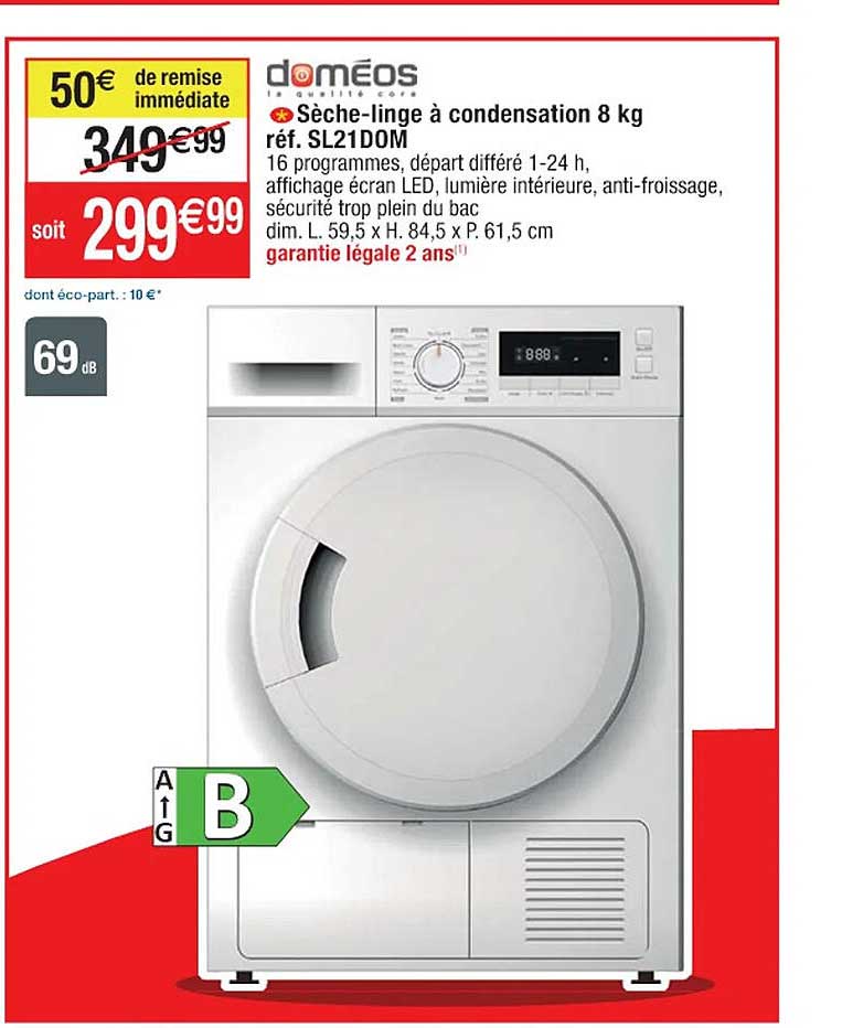 Sèche-linge à Condensation 8 Kg Doméos