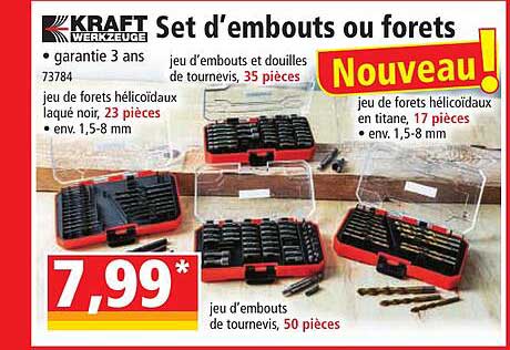 set d'embouts ou forets kraft werkzeuge