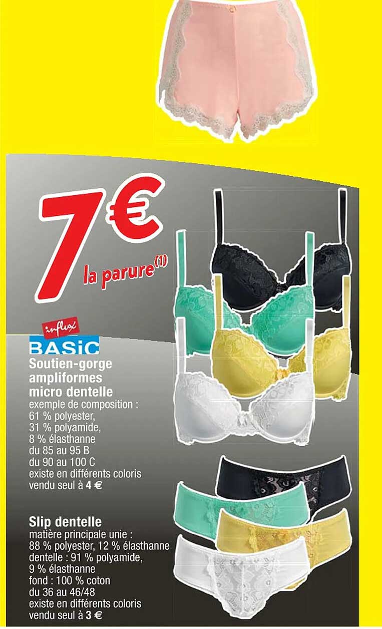 soutien-gorge ampliformes micro dentelle influx basic, slip dentelle influx basic