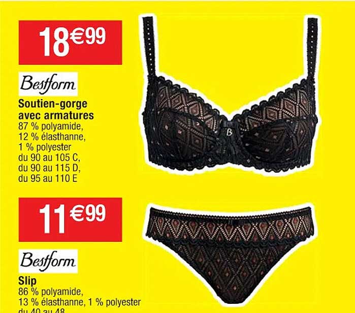 soutien-gorge avec armatures bestform, slip bestform