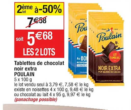 Tablettes De Chocolat Noir Extra Poulain