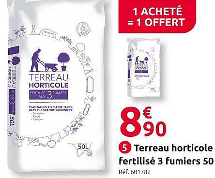 terreau horticole fertilisé 3 fumiers 50