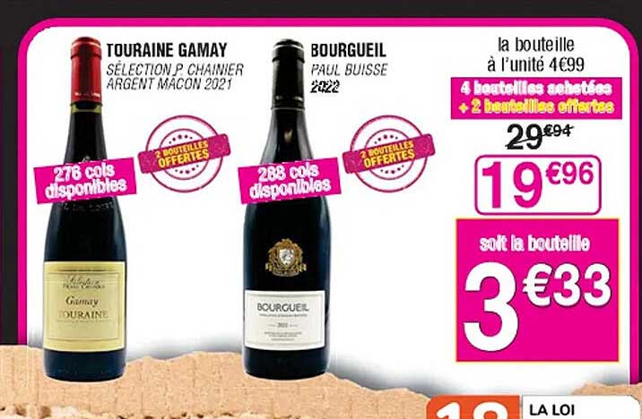 touraine gamay sélection p. chainier argent mâcon 2021, bourgueil paul buisse 2022