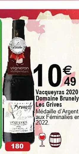 vacqueyras 2020 domaine brunely les grives
