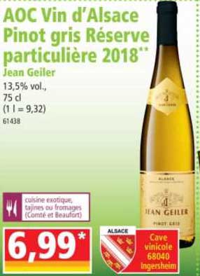 aoc vin d'alsace pinot gris réserve particulière 2018 jean geiler