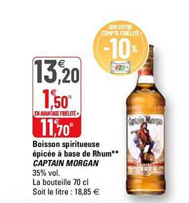 boisson spiritueuse épicée à base de rhum captain morgan