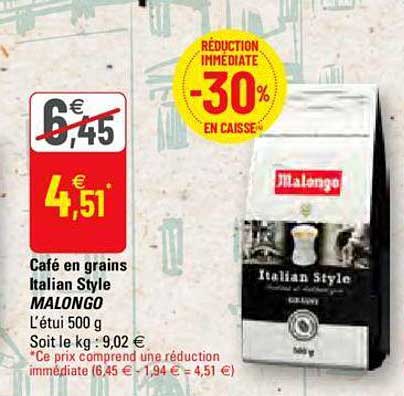 café en grains italian style malongo
