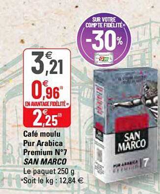 café moulu pur arabica premium n°7 san marco