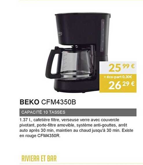 cafetière filtre capacité 10 tasses beko