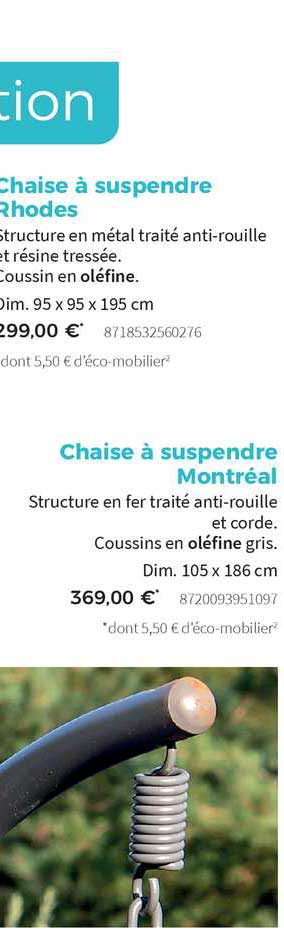 chaise à suspendre rhodes, chaise à suspendre montréal