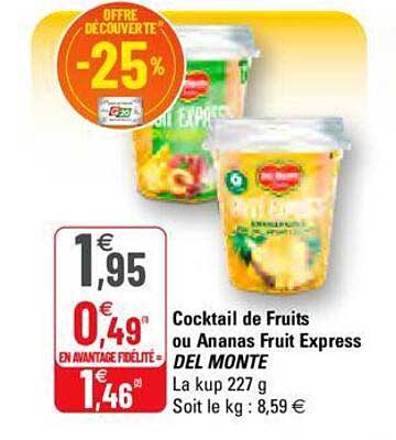 cocktail de fruits ou ananas fruit express del monte