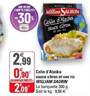 Colin D'alaska Sauce Citron Et Son Riz William Saurin