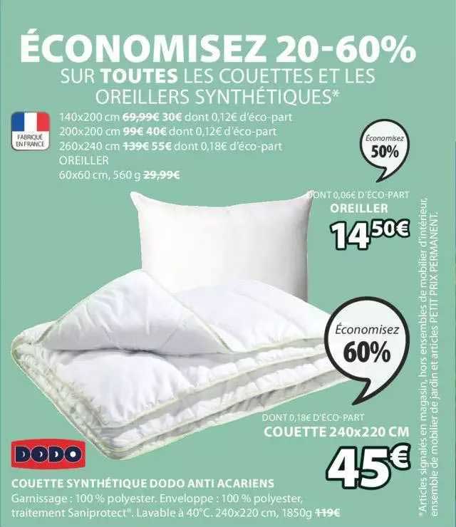 couette synthétique dodo anti acariens