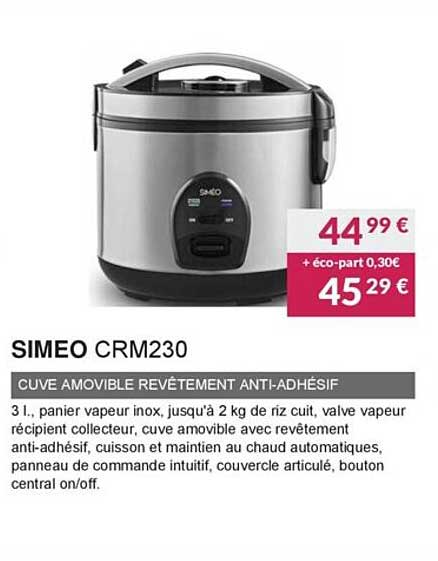 cuve amovible revêtement anti-adhésif simeo