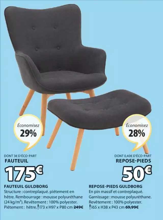 fauteuil guldborg, repose-pieds guldborg