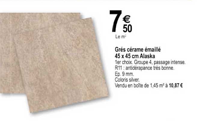 Grés Cérame émaillé 45 X 45 Cm Alaska