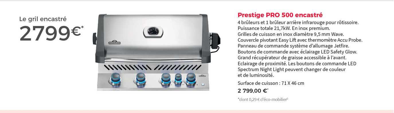 le gril encastré prestige pro 500 encastré