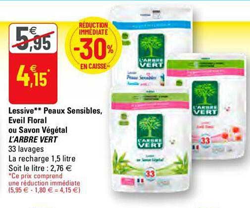 lessive peaux sensibles, éveil floral ou savon végétal l'arbre vert