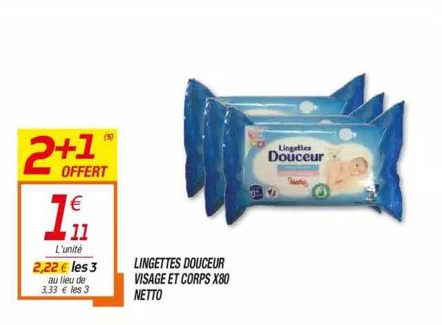 lingettes douceur visage et corps x80 netto