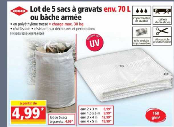 lot de 5 sacs à gravats ou bâche armée