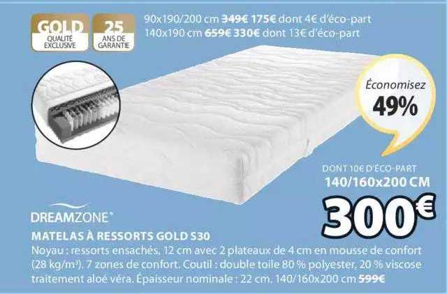 Matelas à Ressorts Gold S30 Dreamzone