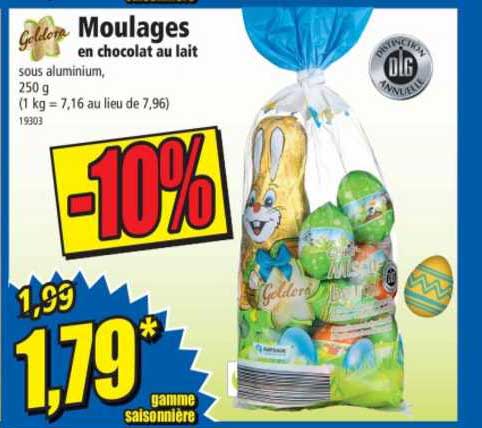 moulages en chocolat au lait goldora