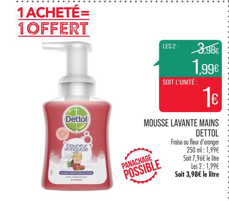 mousse lavante mains dettol