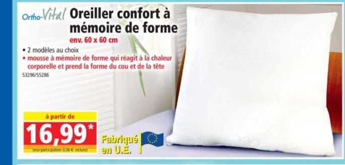 oreiller confort à mémoire de forme ortho-vital
