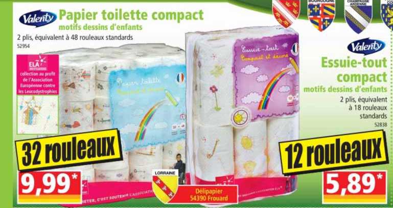 papier toilette compact motifs dessins d'enfants valenty