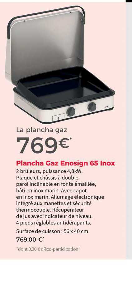 plancha gaz enosign 65 inox