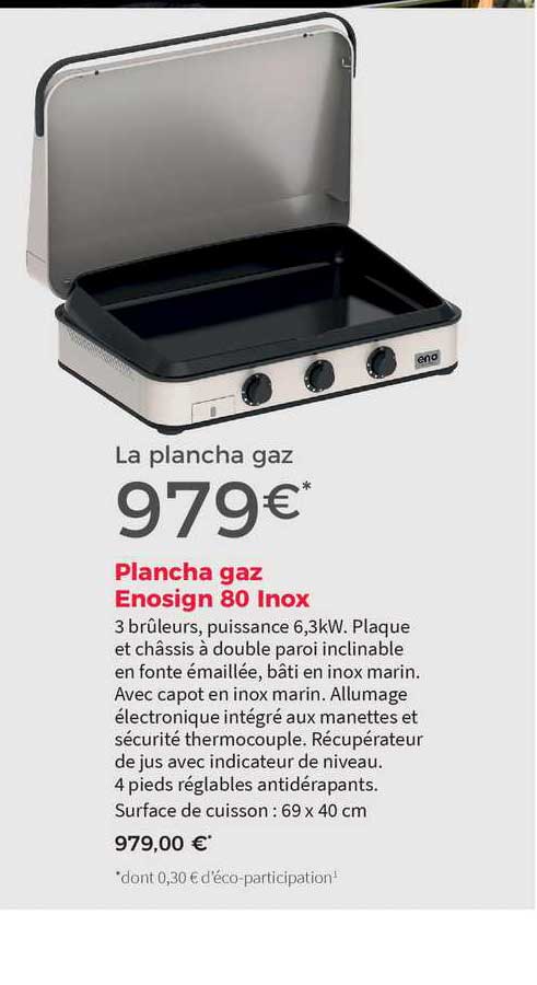 plancha gaz enosign 80 inox