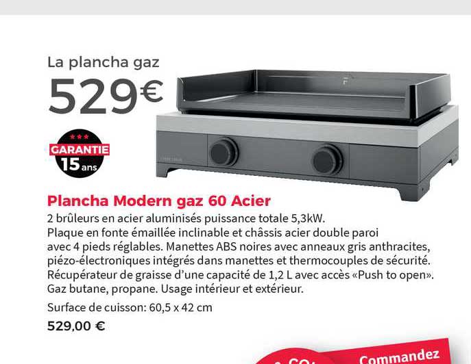 plancha modern gaz 60 acier