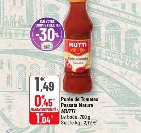 Purée De Tomates Passata Nature Mutti