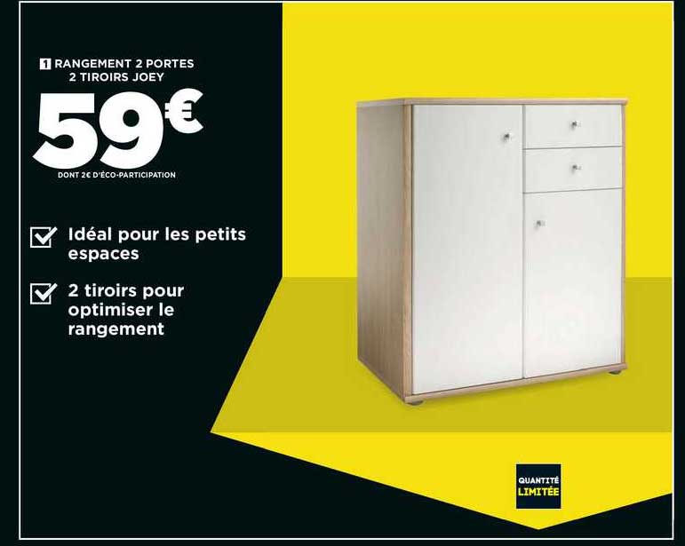 rangement 2 portes 2 tiroirs joey