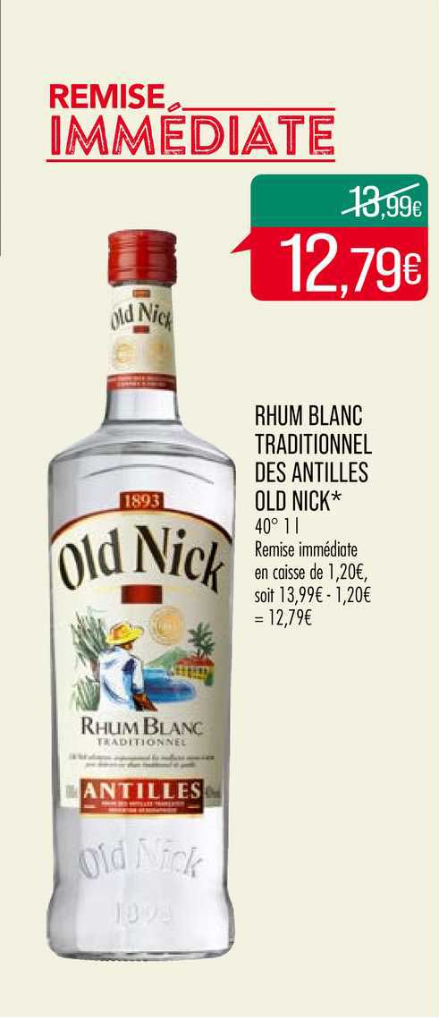 rhum blanc traditionnel des antilles old nick