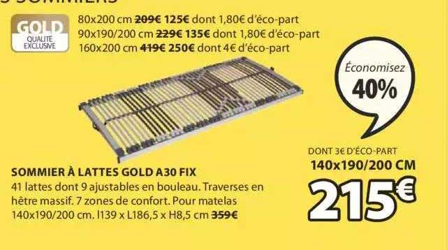 sommier à lattes gold a30 fix