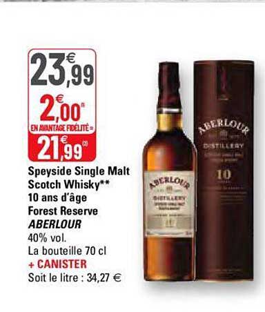 speyside single malt scotch whisky 10 ans d'âge forest reserve aberlour