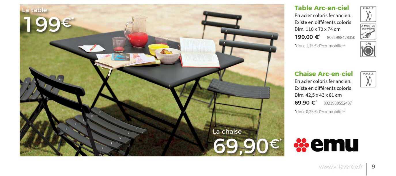 table arc-en-ciel, chaise arc-en-ciel