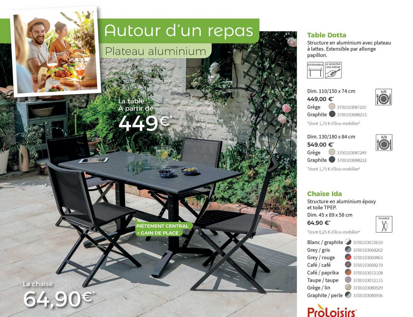 table dotta, chaise ida