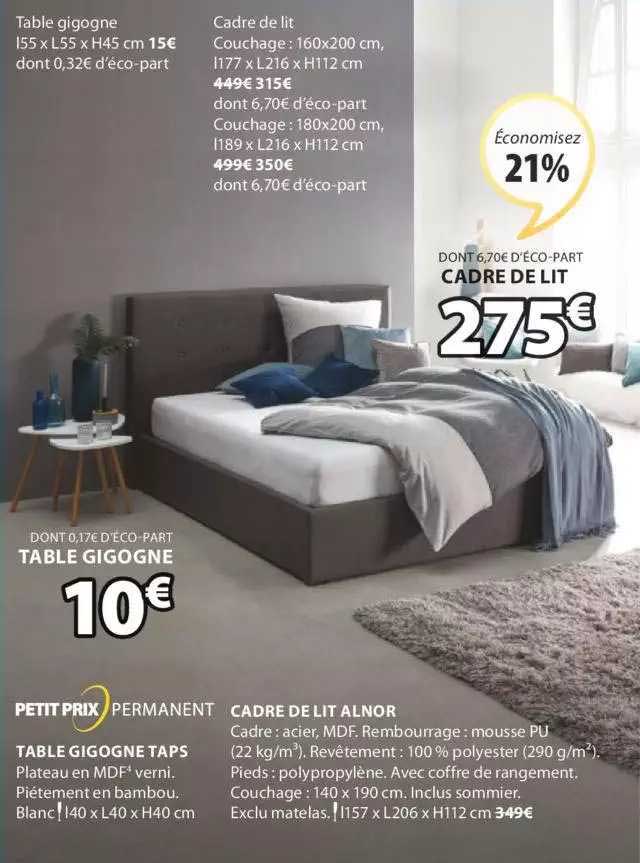 table gigogne taps, cadre de lit alnor