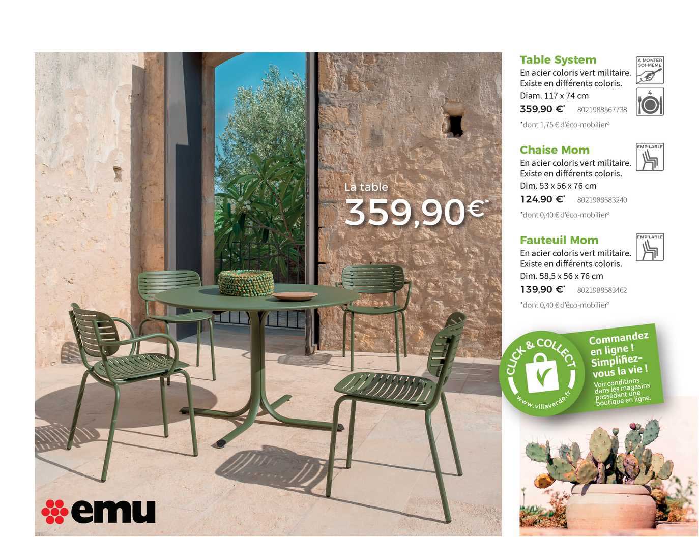 Table System, Chaise Mom, Fauteuil Mom