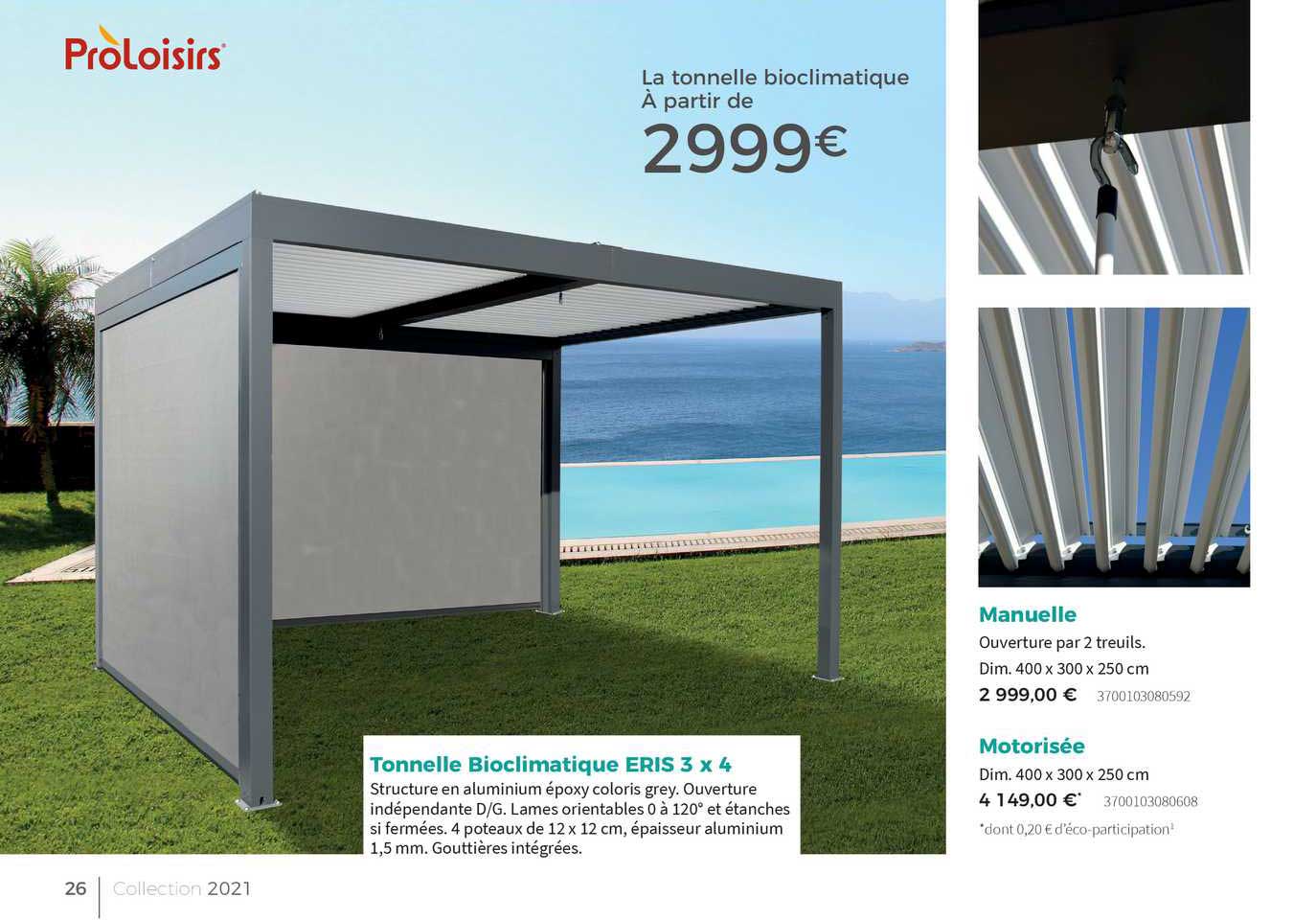 tonnelle bioclimatique eris 3 x 4,