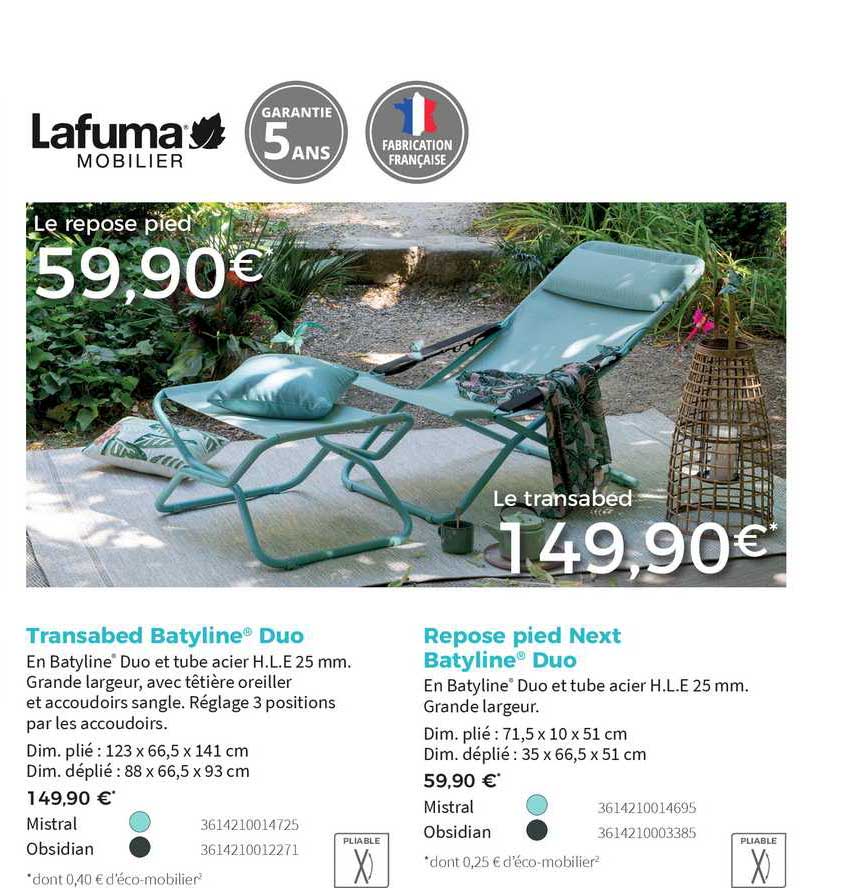 transabed batyline duo, repose pied next batyline duo